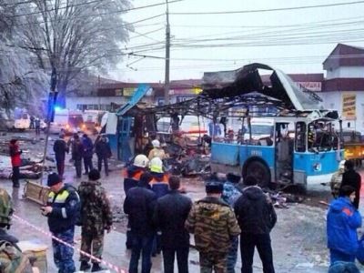 Фото взрыва троллейбуса в Волгограде. Фото из "Твиттера".