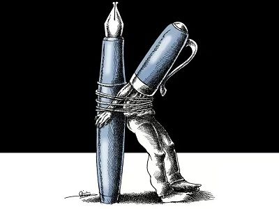 Арест журналиста. Карикатура: hriran.com