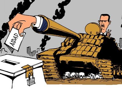 Асад и выборы (карикатура). Фото: latuffcartoons.files.wordpress.com