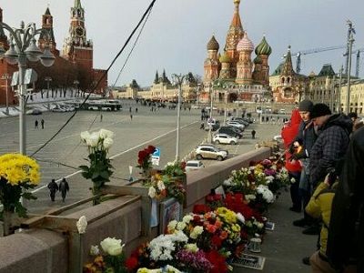 Мемориал Бориса Немцова на месте убийства. Фото: Каспаров.Ru