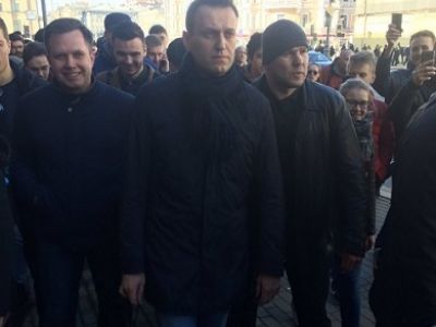 Алексей Навальный на митинге против коррупции в Москве. Фото: Twitter Киры Ярмыш.