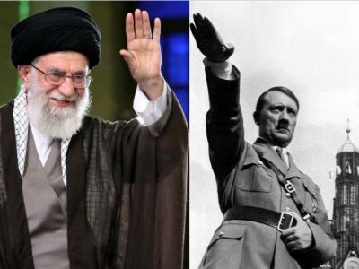 Лидер (рахбар) Ирана Хаменеи; Адольф Гитлер. Источники - jpost.com; mirror.co.uk
