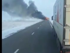 Пожар в автобусе в Казахстане. Скриншот видео: instagram.com/askar_aktileu/
