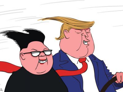 Встреча Трампа и Ким Чен Ына. Карикатура: С. Елкин, svoboda.org