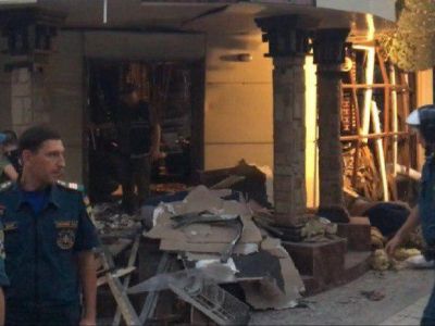 На месте взрыва в кафе "Сепаратист", Донецк, 31.8.18. Фото: t.me/orange_channel/5055