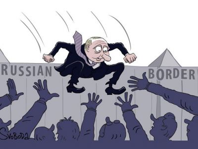 Путин: "Прыгнем так, что мало не покажется!" Карикатура С.Елкина: svoboda.org
