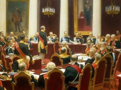 И.Е. Репин, "Торжественное заседание Государственного совета 7 мая 1901 г." (фрагмент): ru.wikipedia.org