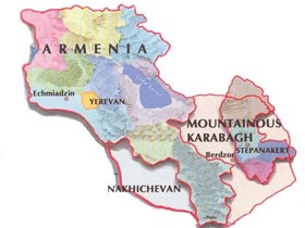 Карта Армении и непризнанной республики Нагорный Карабах. Фото с сайта karabagh.am (c)