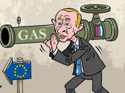 Путин и газовый шантаж. Карикатура: glavcom.ua